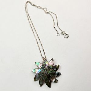 Vintage Sterling Silver Abalone Mandala Pendent
